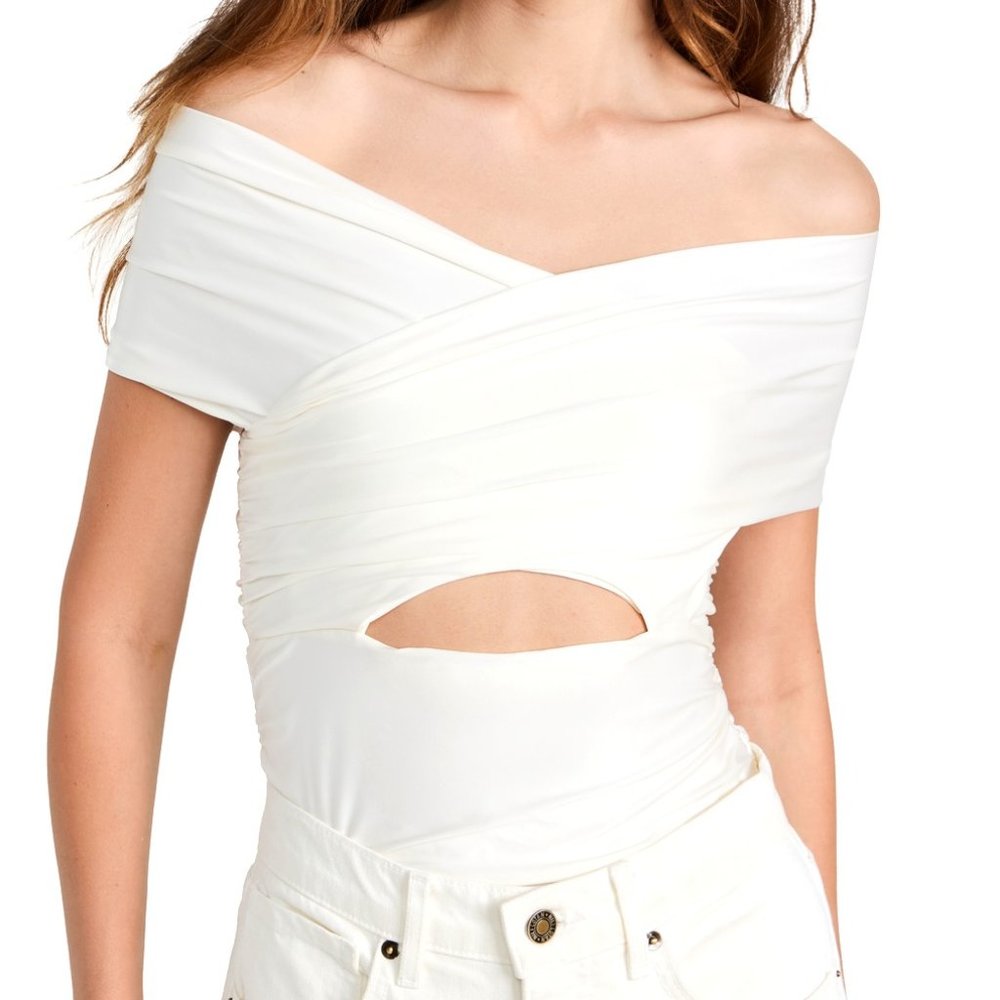 Fleur Du Mal White Criss Cross Bodysuit XS